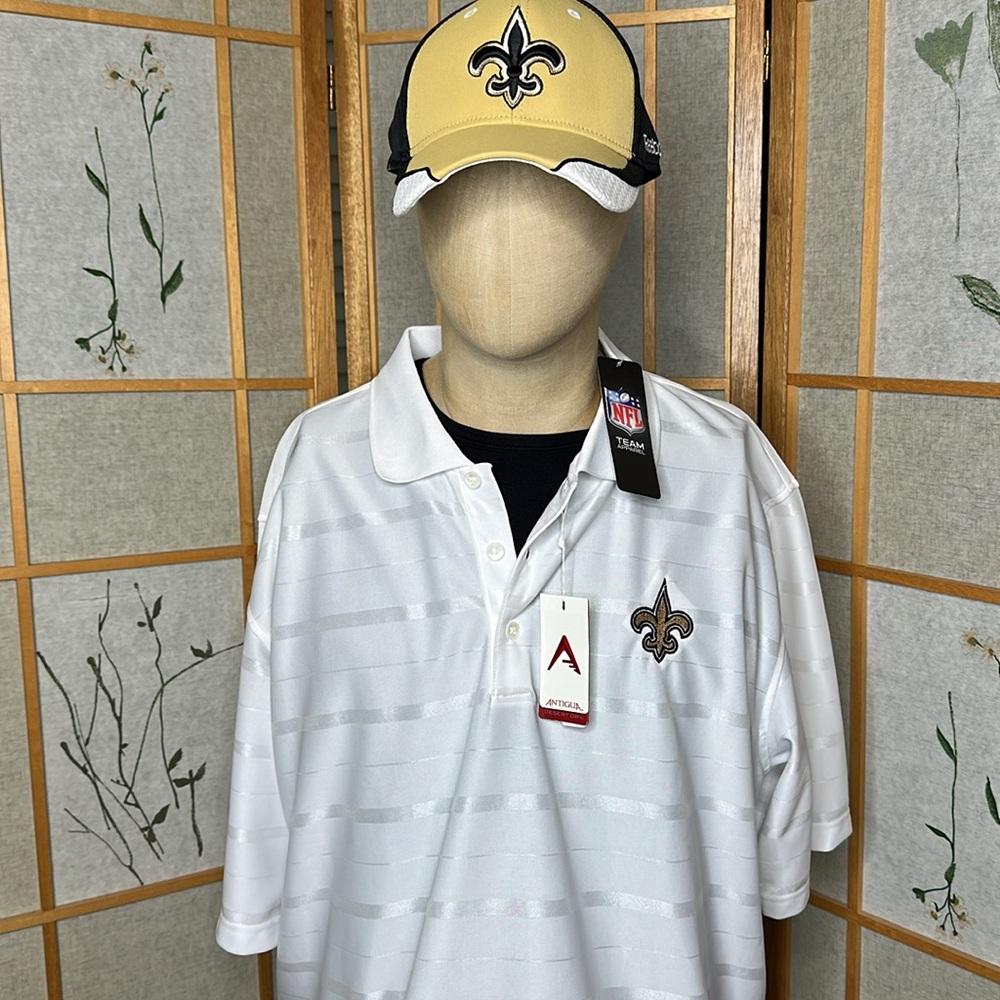 NWT Men's New Orleans Saints Antigua White Tunnel Polo Size XL - Picture 2 of 13